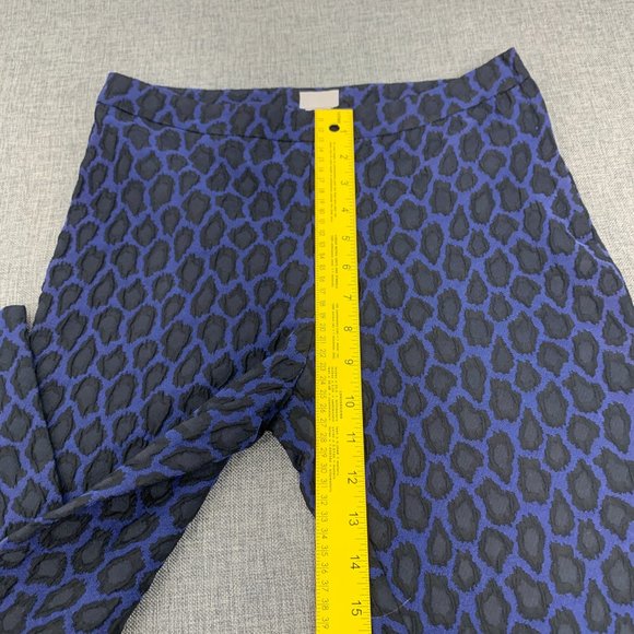H&M Mid Rise Pants Animal Print Blue Black Zipper Closure size 6 - Picture 7 of 15